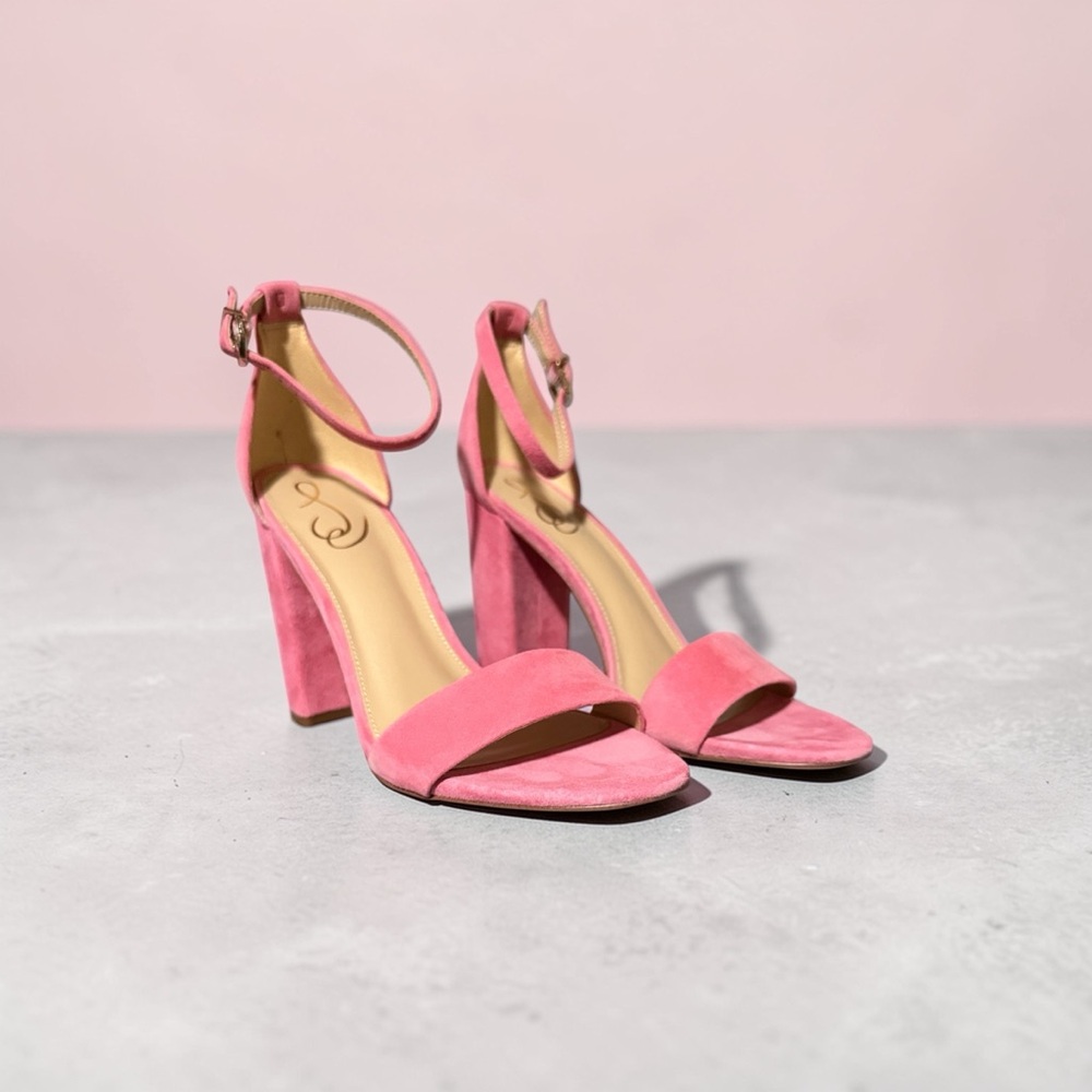 Sam Edelman Pink Suede Block Heels - Picture 3 of 6